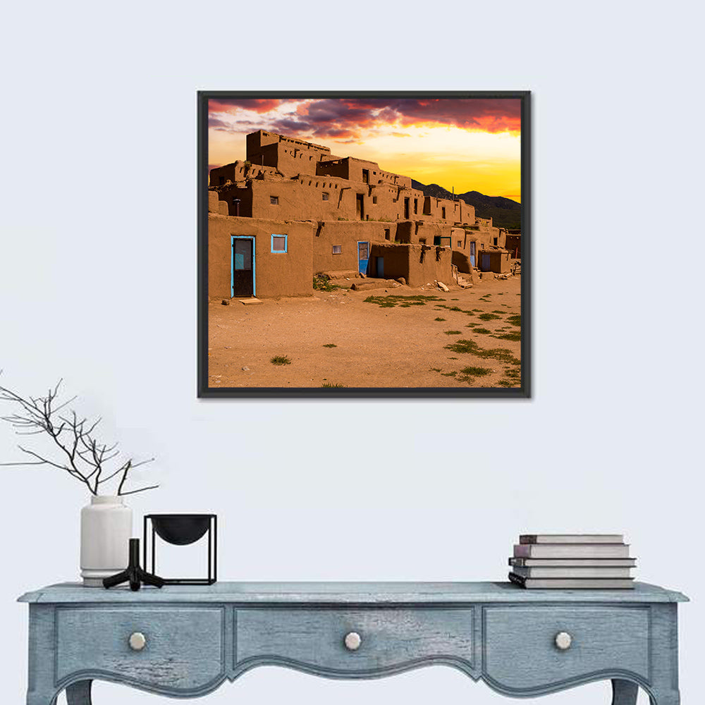 Taos Pueblo at Sunset Wall Art