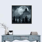 Moonlit Magic Castle Silhouette Wall Art