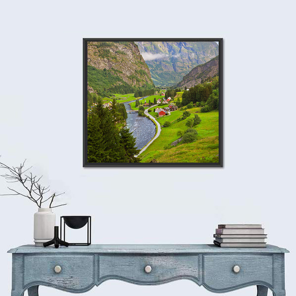 Flam Village Norway Wall Art in a room, square