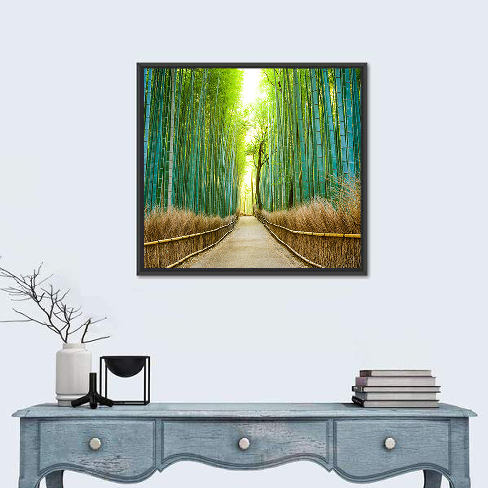 Arashiyama Bamboo Path, Kyoto Wall Art in a room, square
