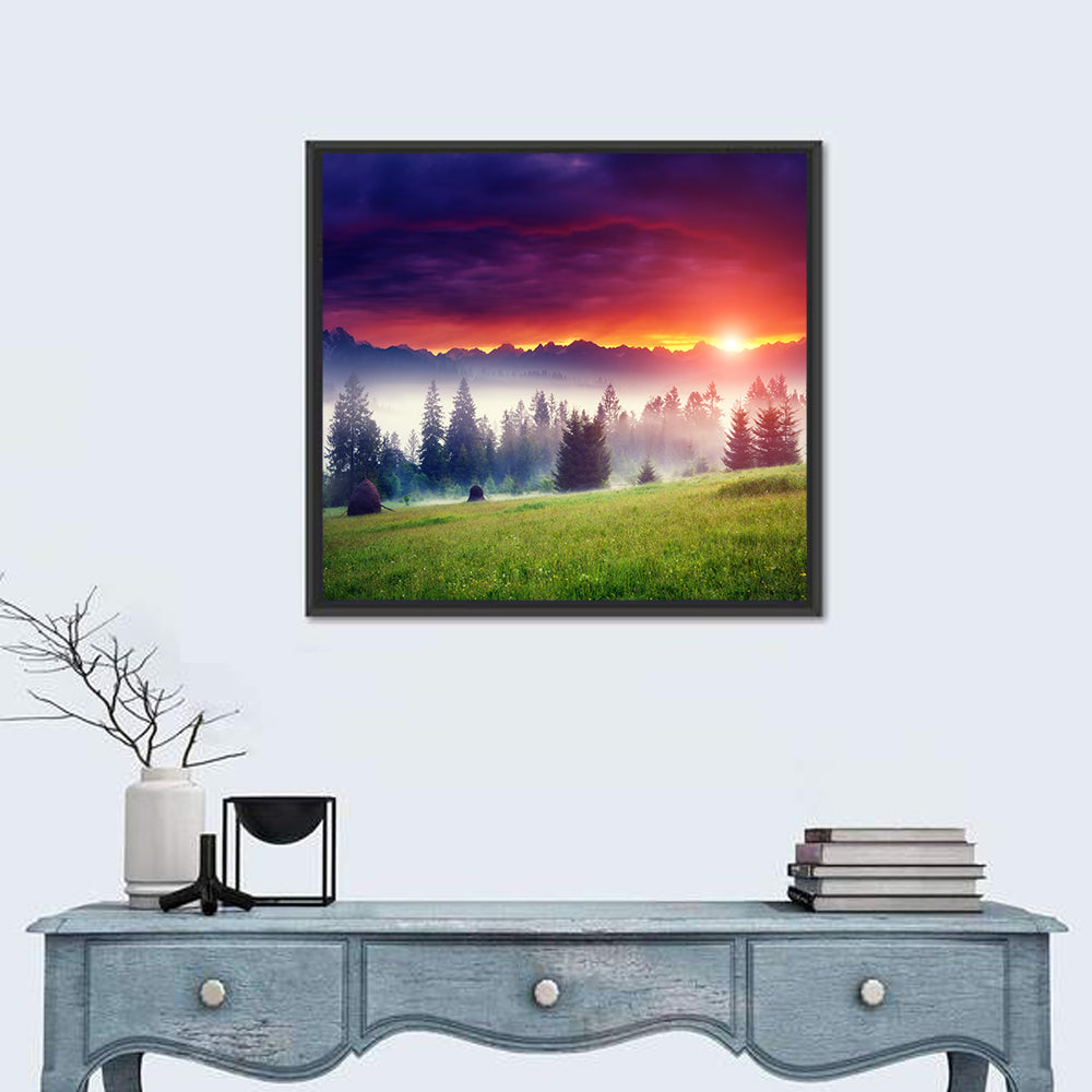 Glowing Mountain at Sunrise Wall Art