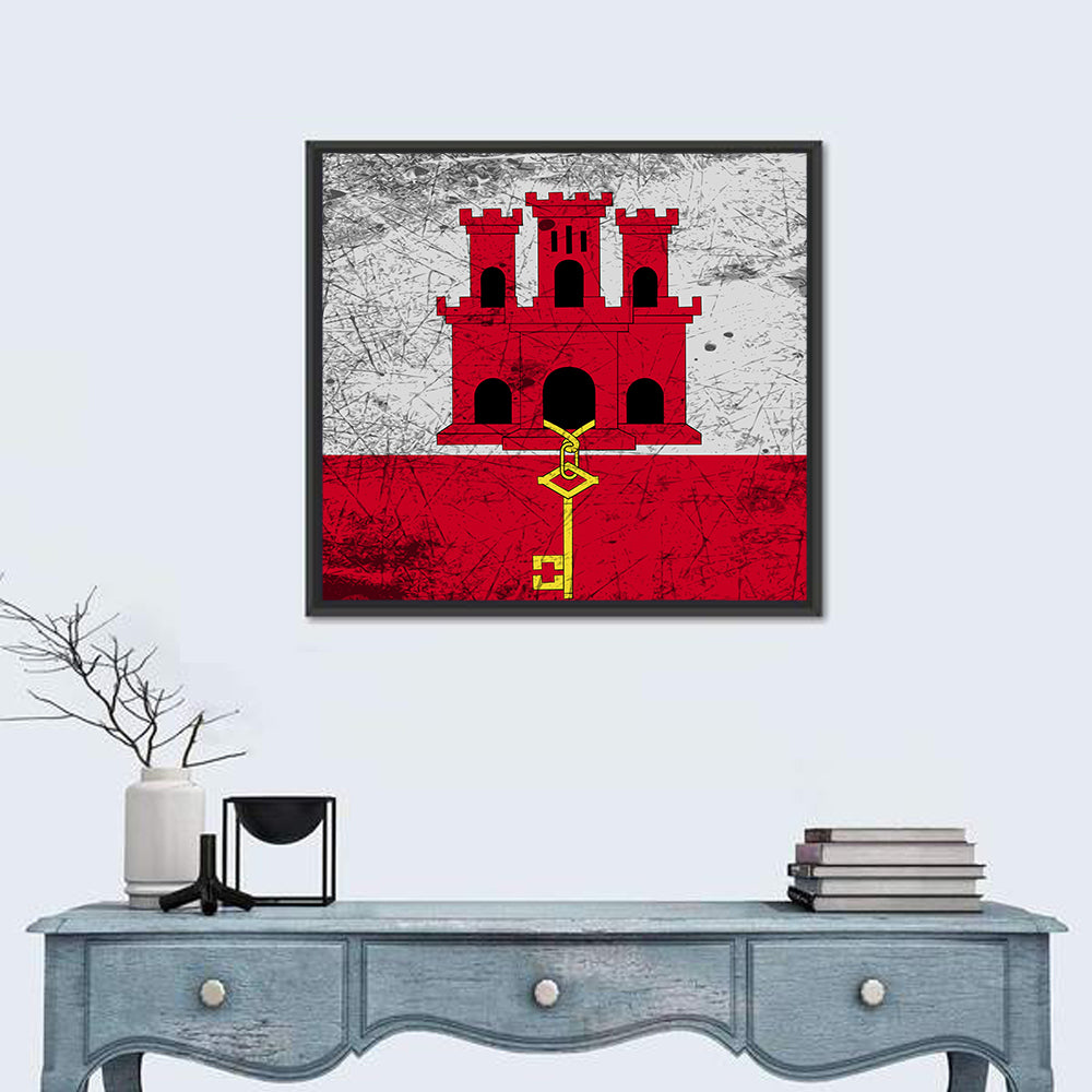 Gibraltar Flag with Castle and Key Wall Art
