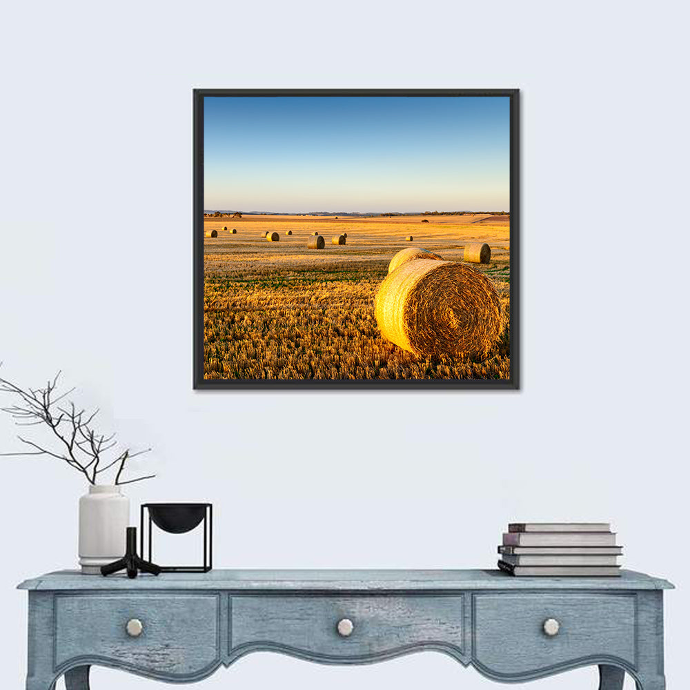 Hay Bales at Sunset Wall Art