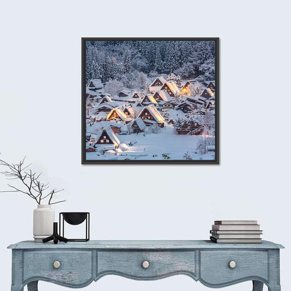 Shirakawa-go Lighted Village Wall Art