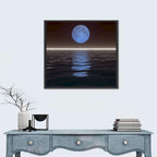 Surreal Moonset Over Reflective Sea Wall Art