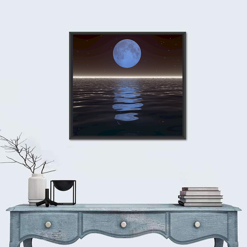 Surreal Moonset Over Water Wall Art