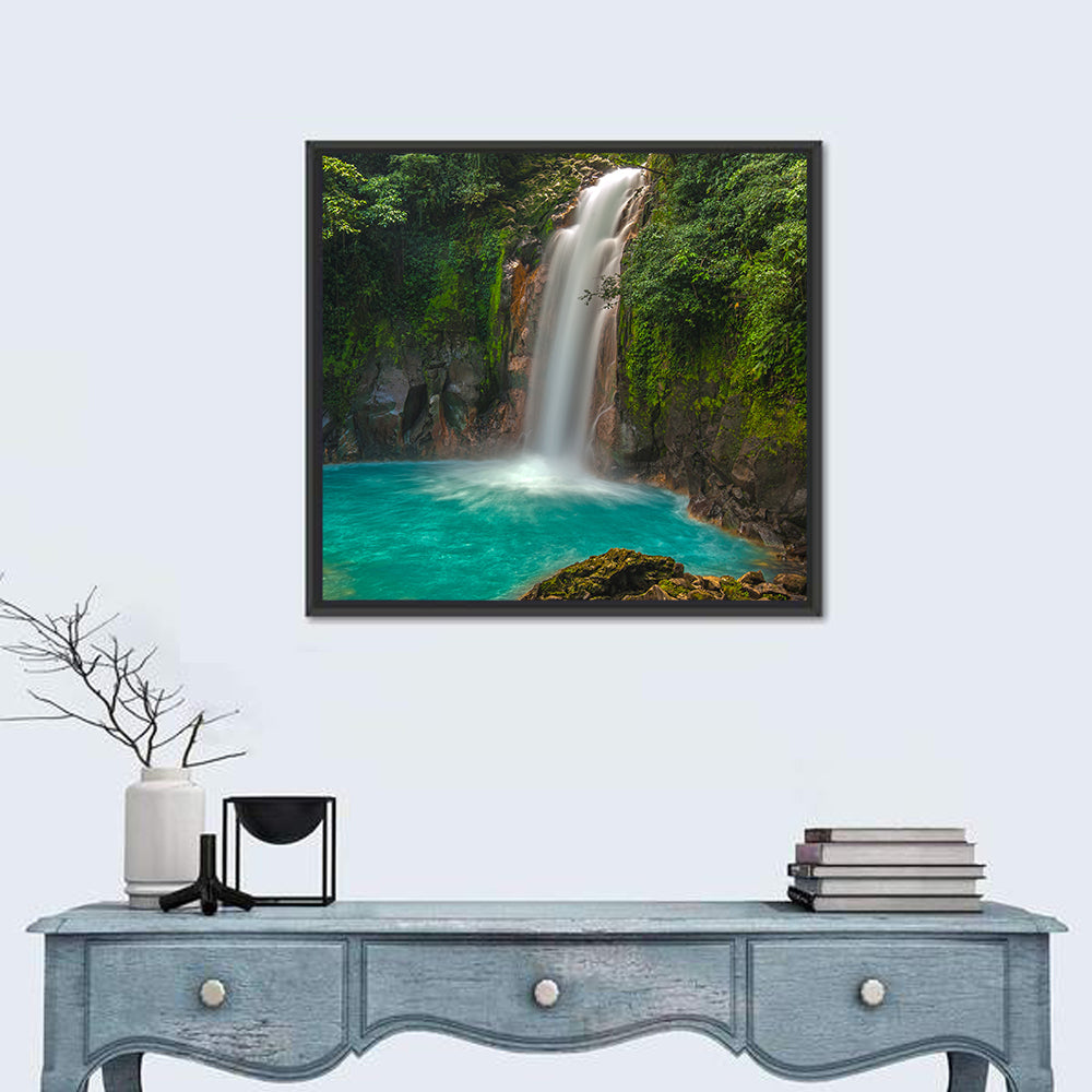 Rio Celeste Waterfall Wall Art in a room, square