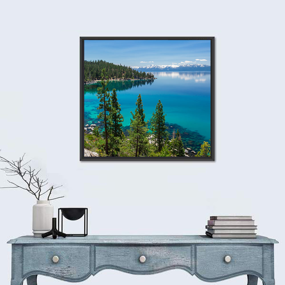Lake Tahoe Reflection Wall Art in a room, square