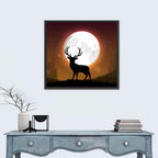 Moonlit Deer on Hill Wall Art