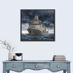 Military Ship On Sea Wall Art