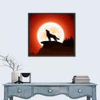 Howling Wolf Under Full Moon Wall Art