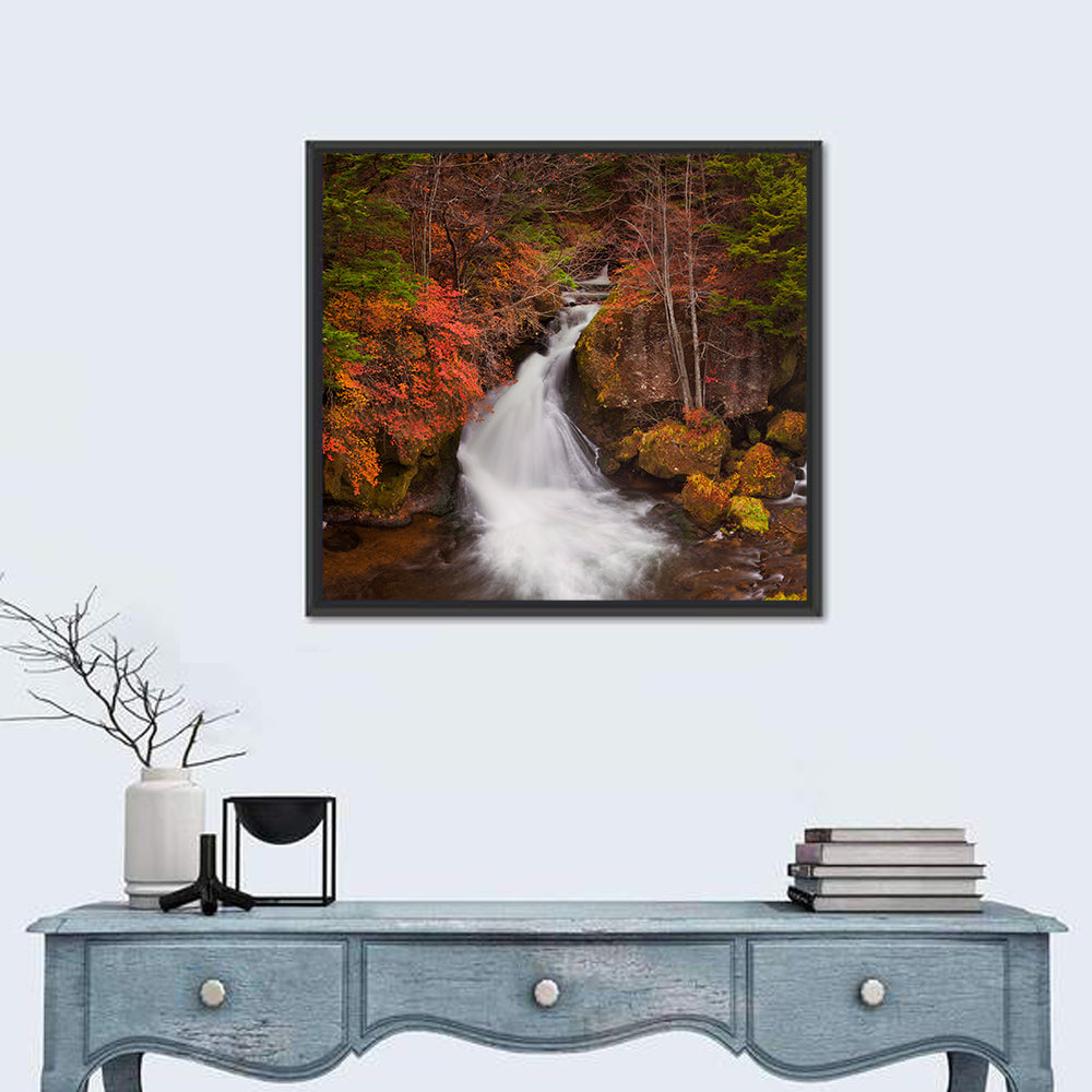 Ryuzu Falls, Nikko Japan Wall Art in a room, square