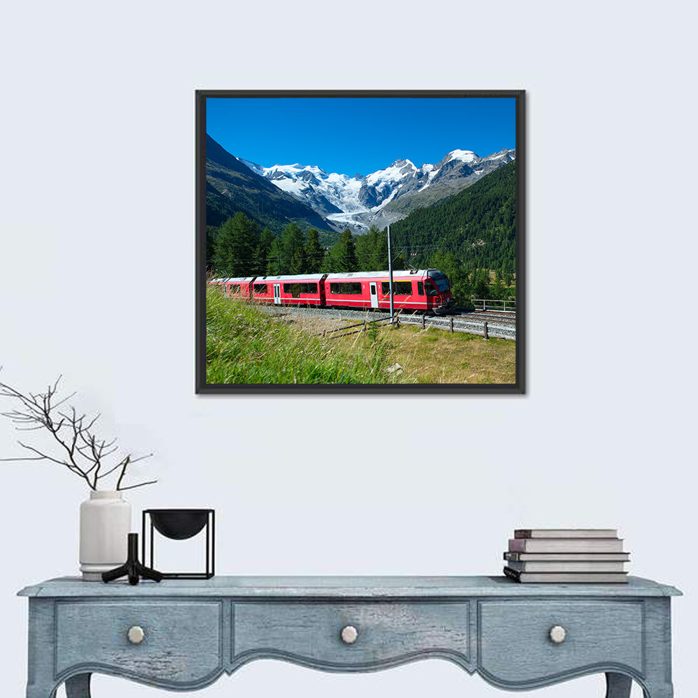 Bernina Express in Swiss Alps Wall Art in a room, square