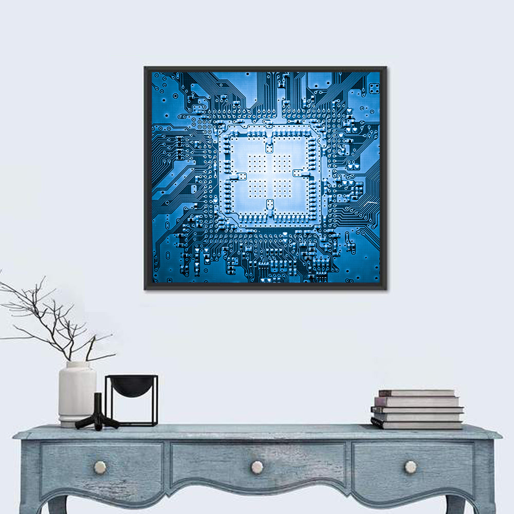 Blue Circuit Board Close-up Wall Art