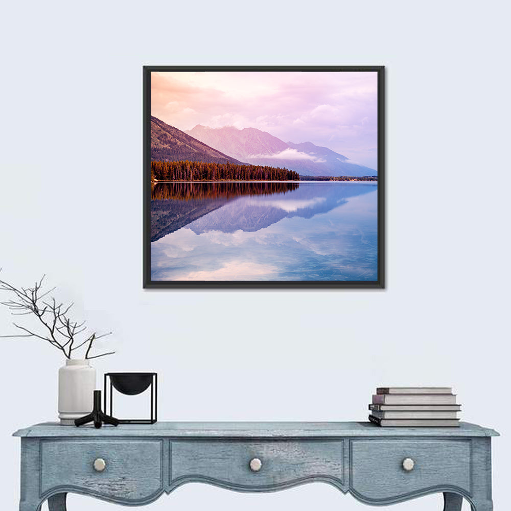 Leigh Lake, Wyoming Wall Art in a room, square