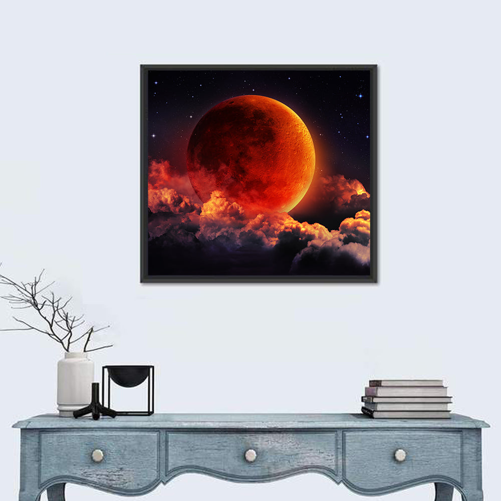 Blood Moon Eclipse Wall Art in a room, square