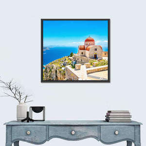 Greece Church On Cliff Of Sea Wall Art