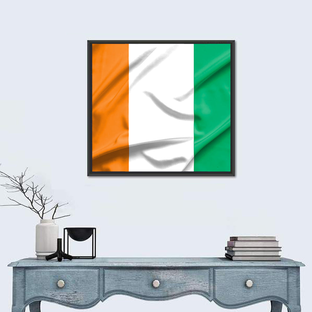 Ivory Coast Flag Rippled Tricolor Wall Art