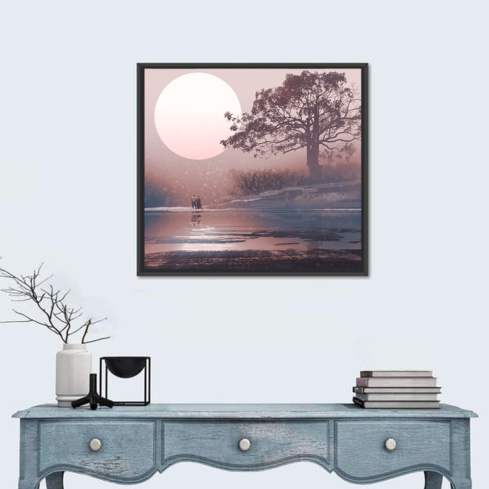 Couple Under Moon Wall Art