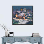 Christmas Night Village Scene Wall Art