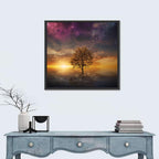 Surreal Tree Over Reflective Lake Wall Art