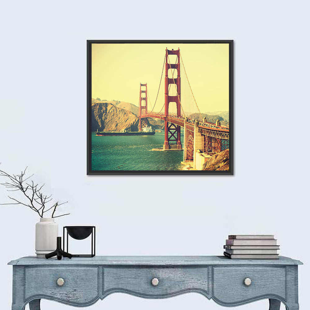 Golden Gate Bridge with Cargo Ship Wall Art