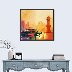 Lighthouse & Fishing Boat Artwork Wall Art