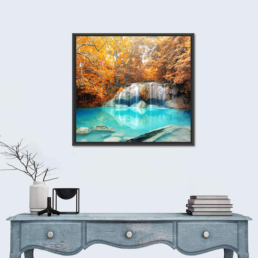 Erawan Waterfall Autumn Reflection Wall Art
