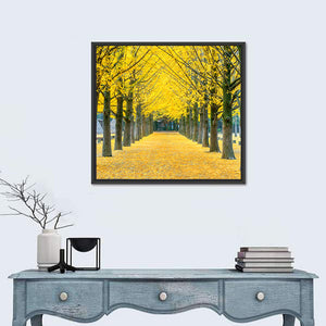 Row Of Yellow Ginkgo Tree Wall Art