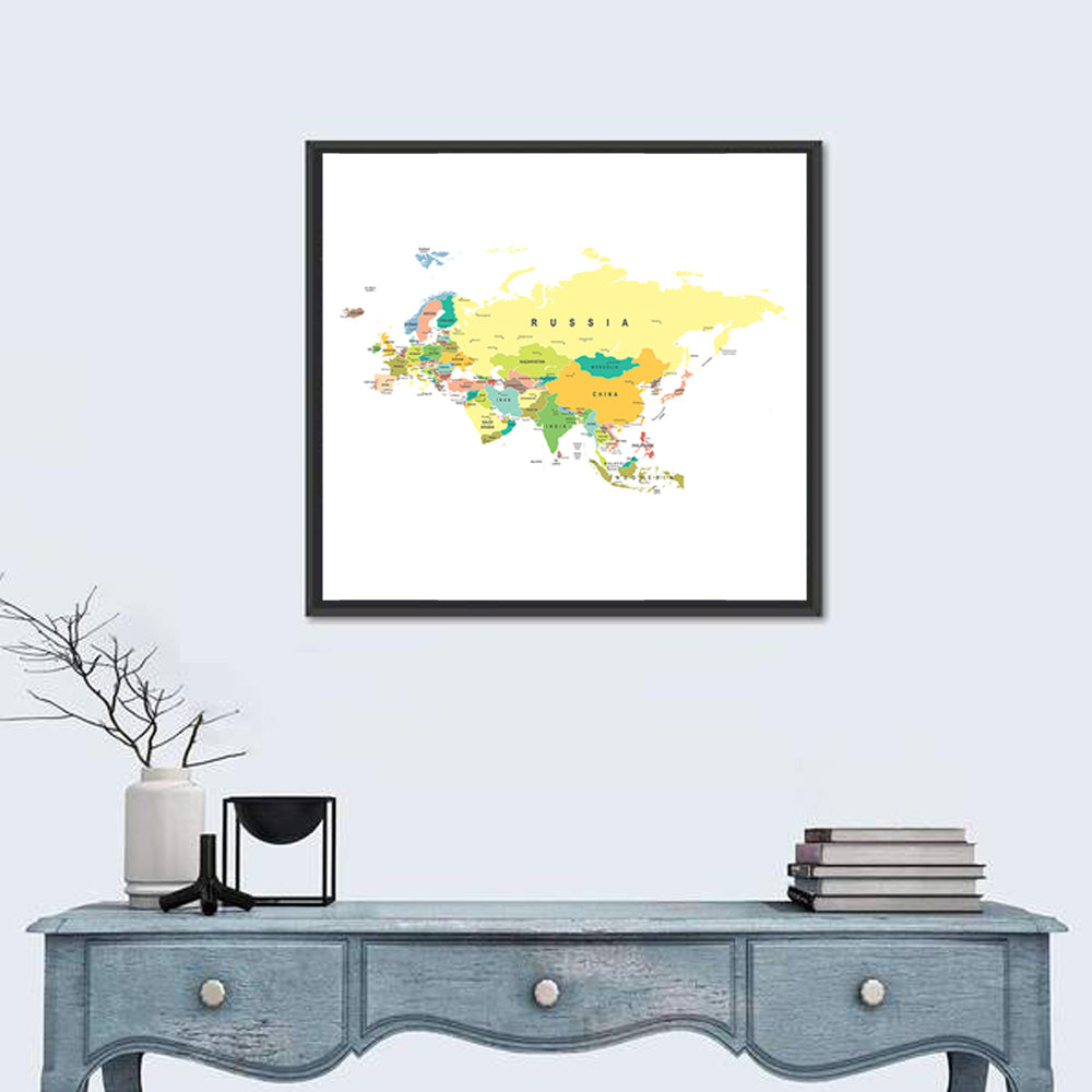 Eurasia Map with Country Labels Wall Art