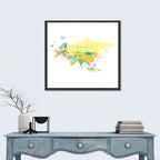 Eurasia Map with Country Labels Wall Art