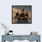 Pirate Ship at Sunset Wall Art