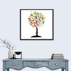 Braided Trunk Floral Tree Illustration Wall Art