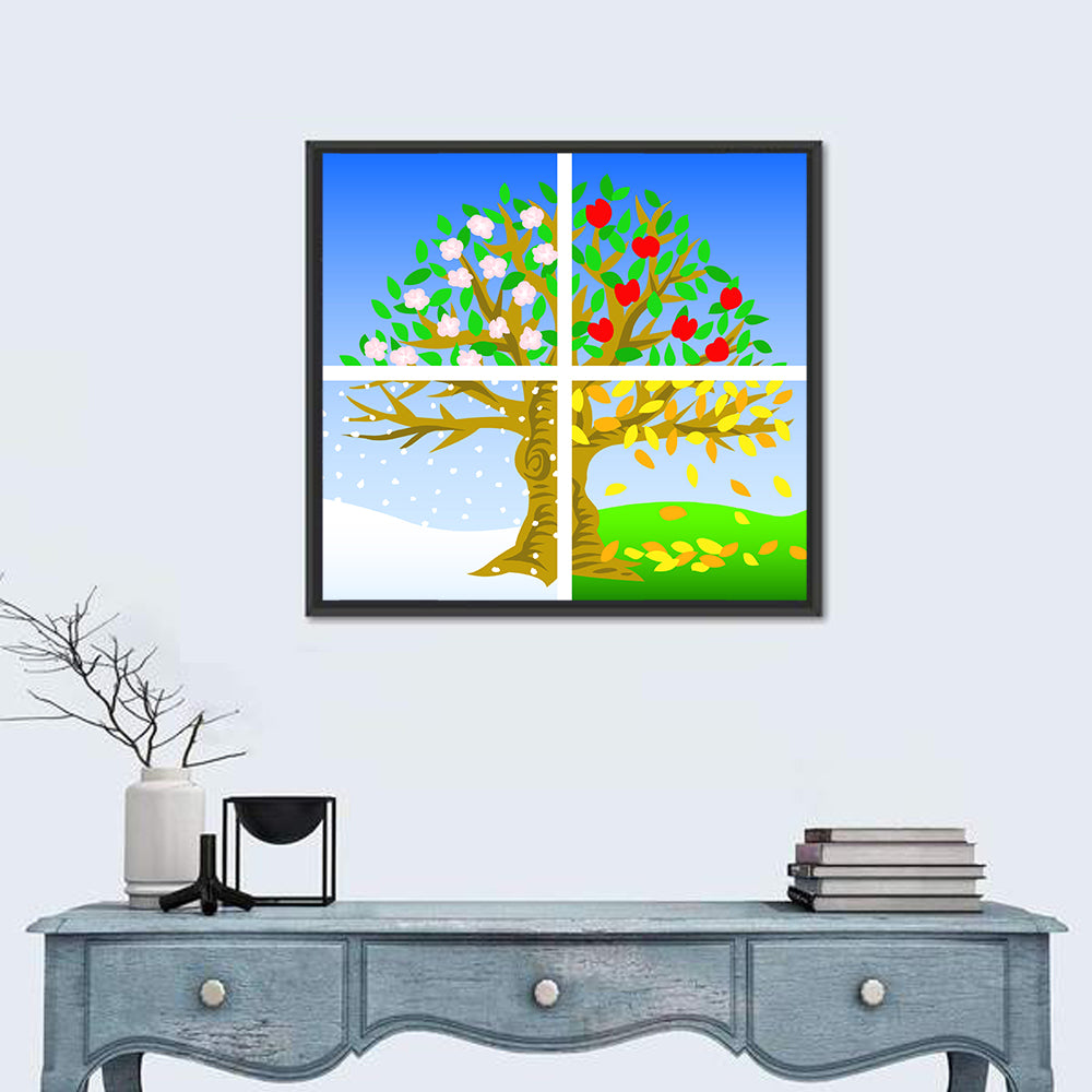 Four Seasons Tree Illustration Wall Art