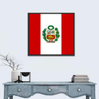 Peruvian Flag with Coat of Arms Wall Art