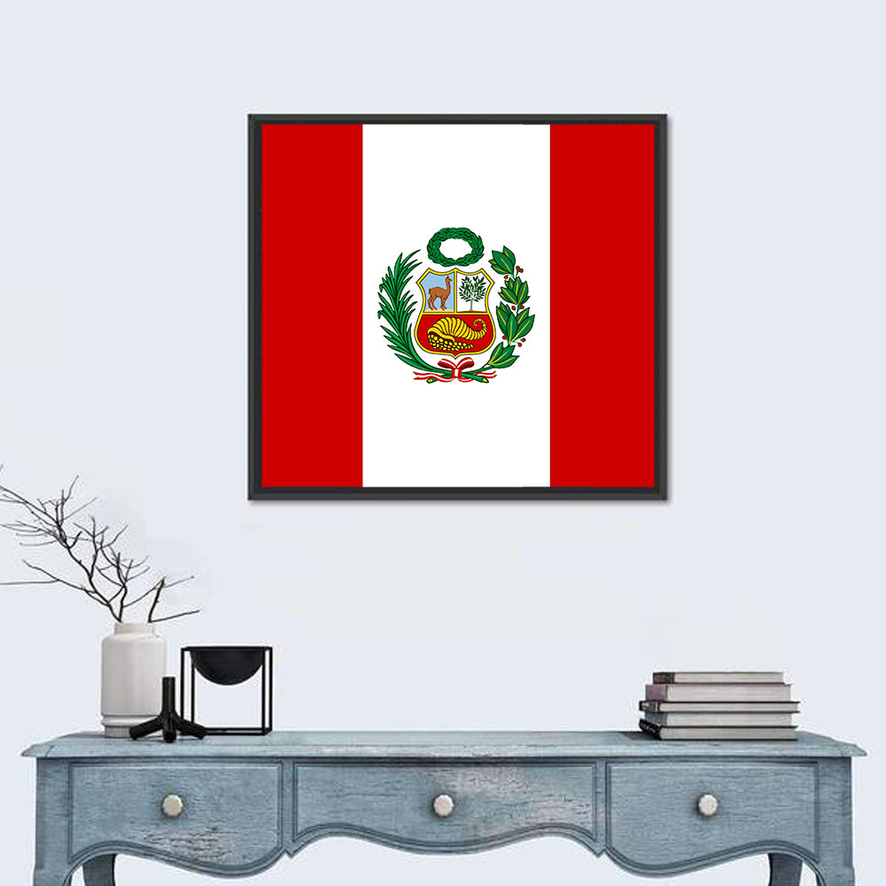 Peruvian Flag with Coat of Arms Wall Art