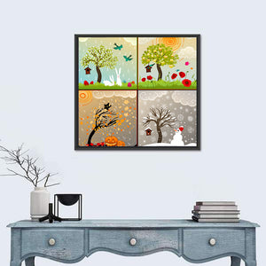 Four Seasons Themed Illustrations Wall Art