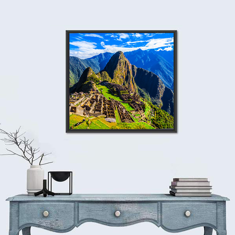 Machu Picchu Heritage Wall Art in a room, square