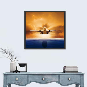 Jet Plane Flying Over Sea Level Wall Art