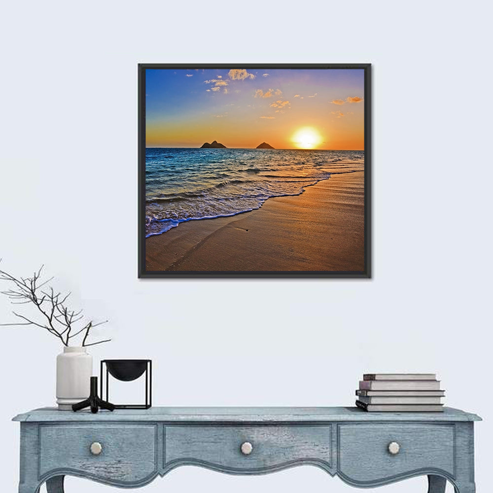 Lanikai Sunrise Over Mokulua Islands Wall Art in a room, square