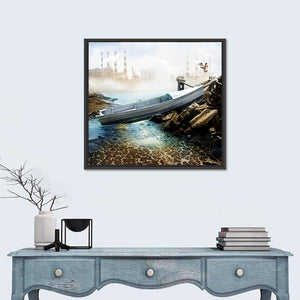 Boat On Dry Lake Bed Wall Art