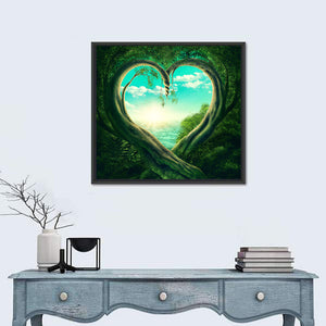 Two Trees Forming A Heart Wall Art