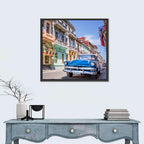 Vintage American Car on Colorful Street Wall Art