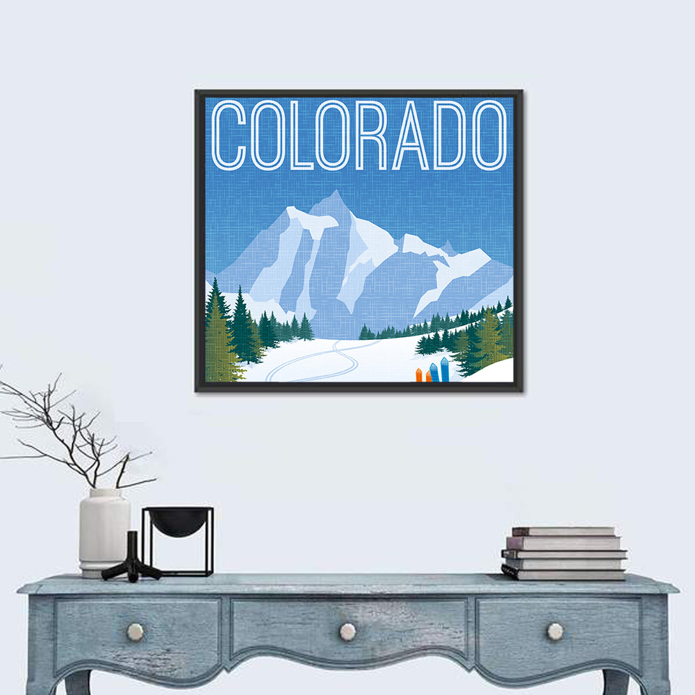 Retro Colorado Ski Scene Wall Art