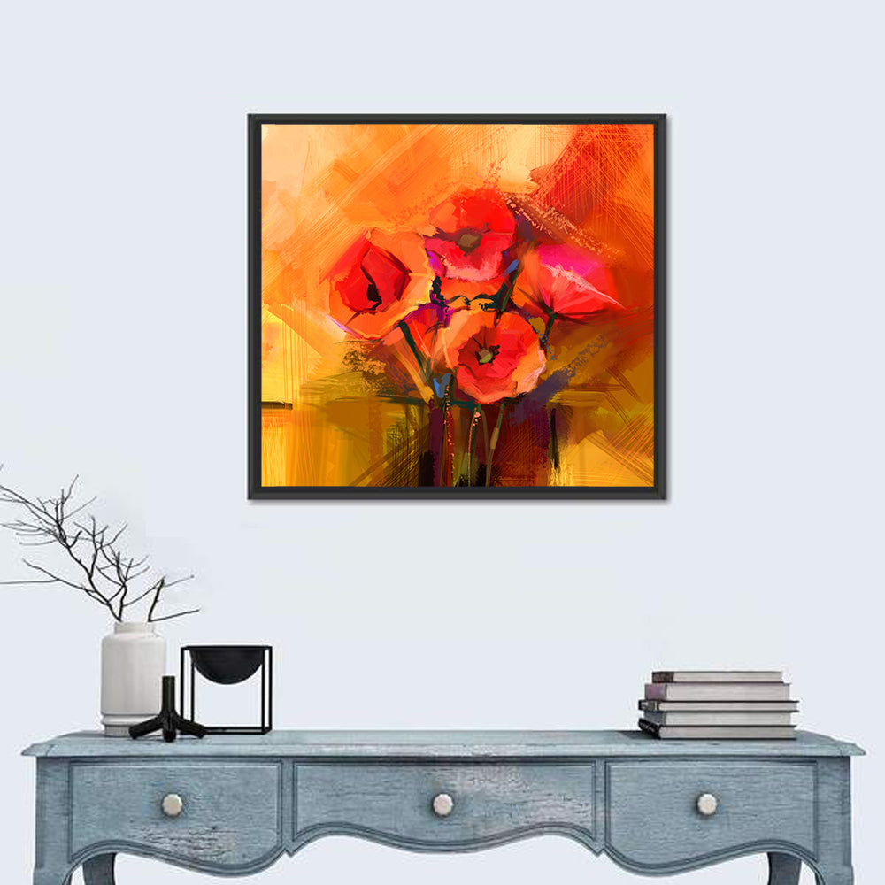 Red Poppy Flower Wall Art