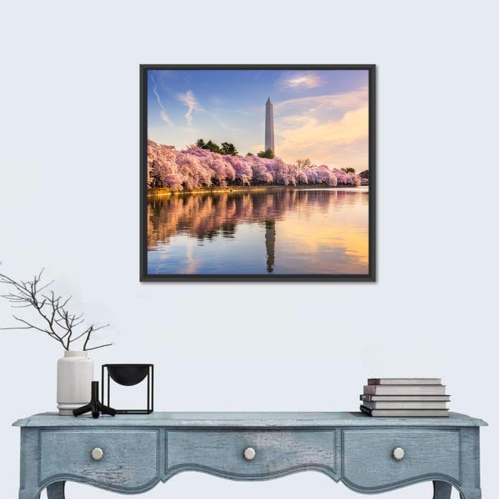 Washington Monument at Tidal Basin Wall Art in a room, square