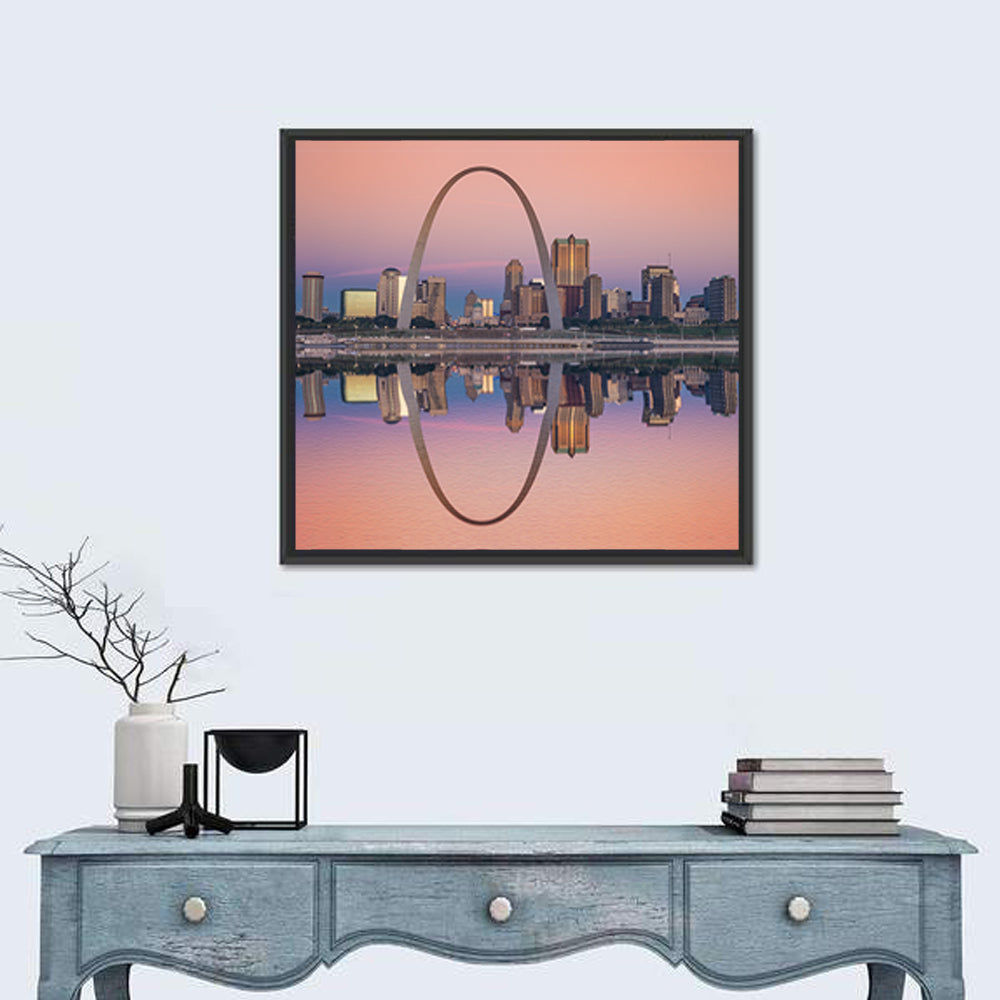 St Louis Skyline Along Mississippi River Wall Art