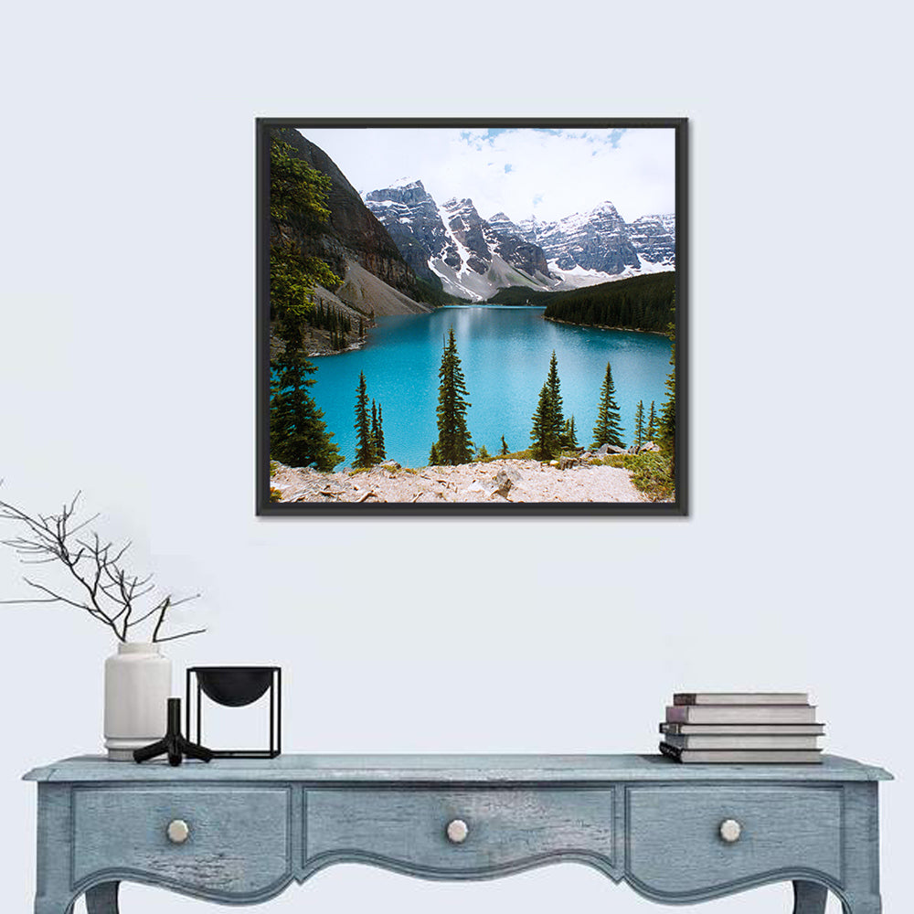 Moraine Lake, Canada Wall Art in a room, square