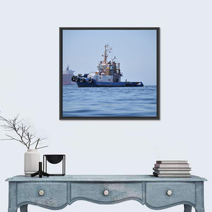 A Tugboat Near To Container Ship In Coasts Of Valparaiso Wall Art