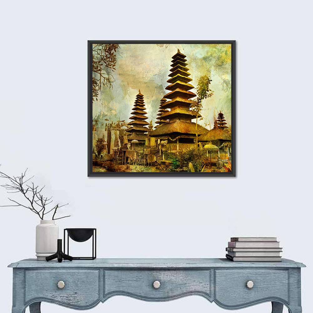 Pura Besakih Meru Towers Wall Art in a room, square